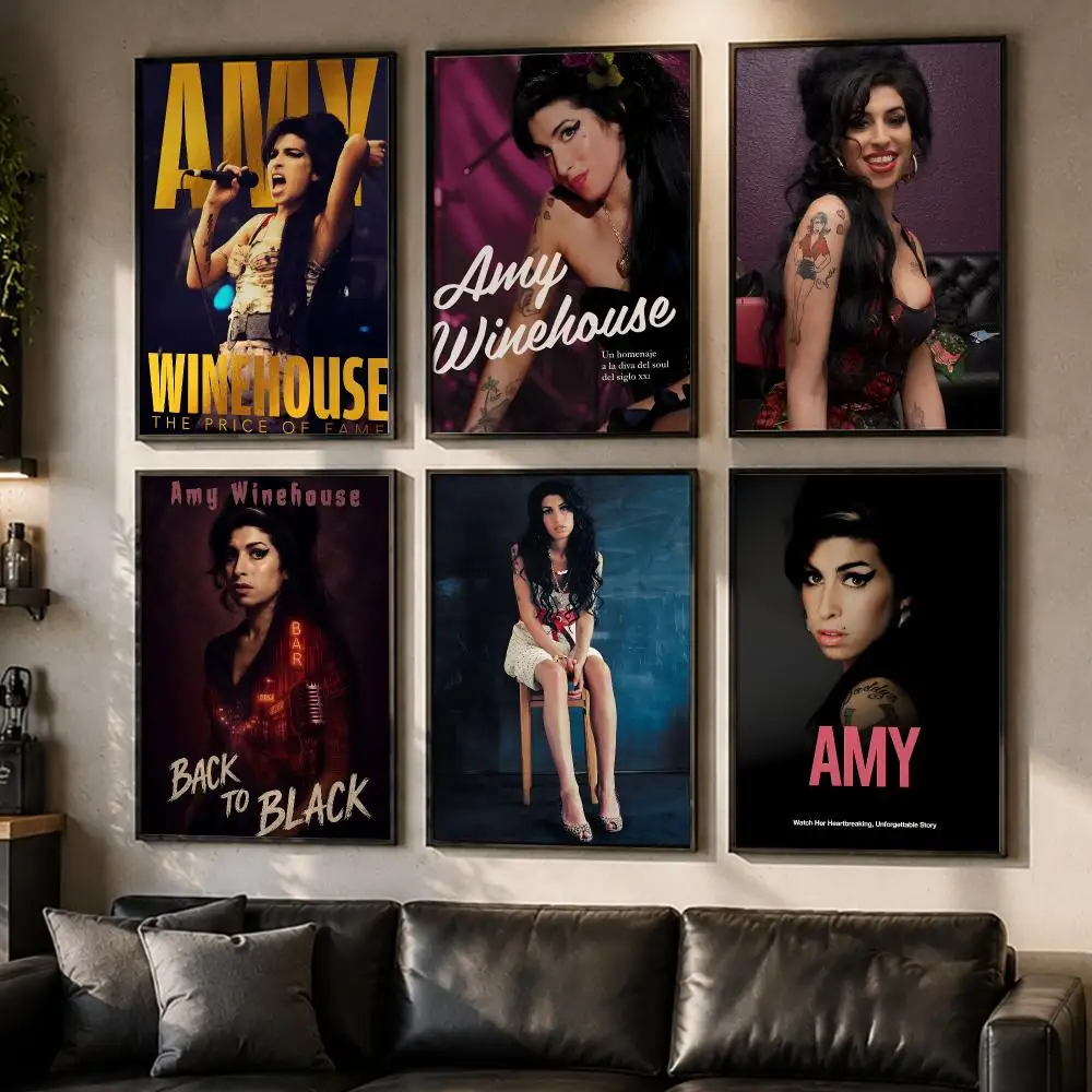 Legendary Singer Amy Winehouse Poster No Glue Residue Self-Adhesive Art Poster Wall Decor for Bedroom Living Room
