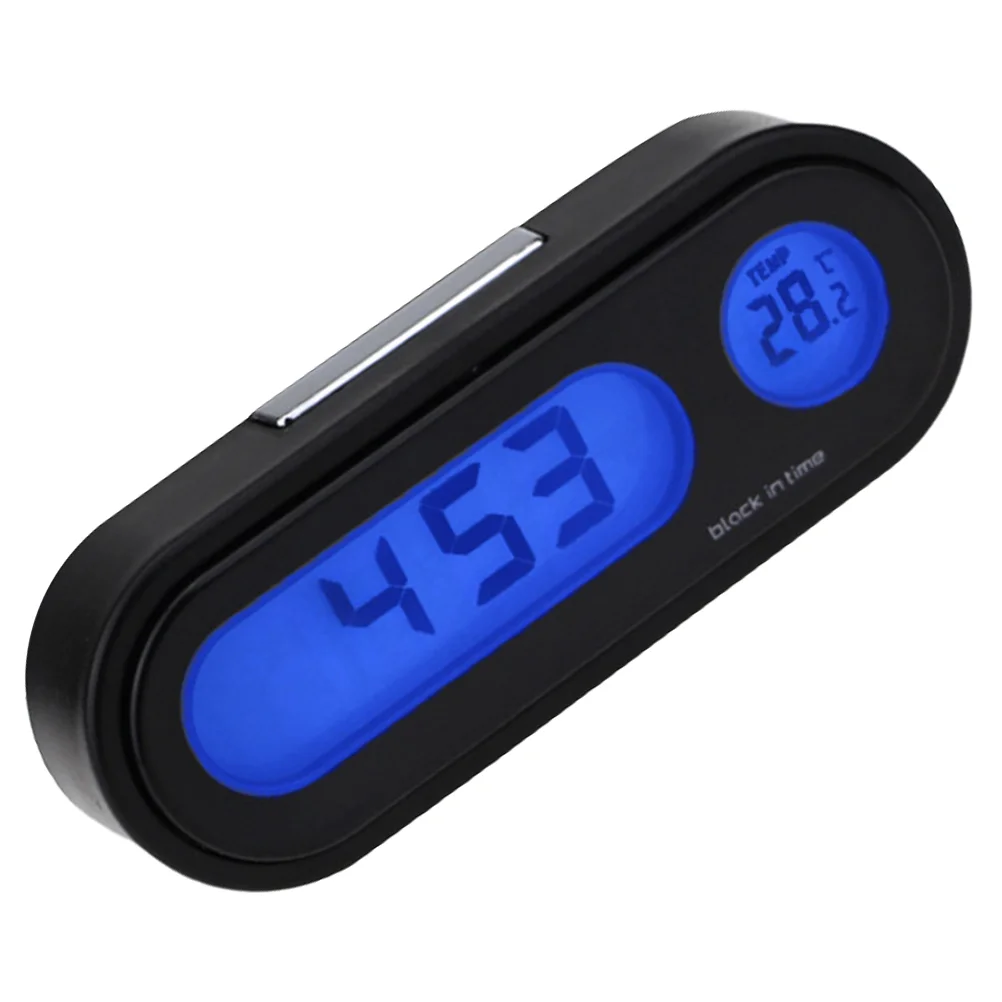 

Digital Thermometer Clock Small LCD Car Dashboard Temperature Monitor High Precision LED Backlight Easy Install Stable