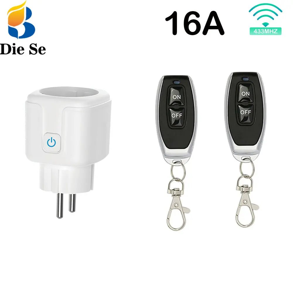 Sem Fio Inteligente Controle Remoto Socket Switch, Plug Universal, On Off, Tomadas Elétricas para Iluminação, 220V, 4000W, 16A, UE, FR