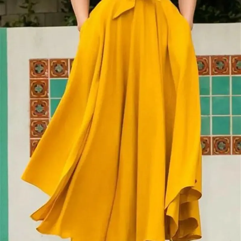 Ele faldas largas plisadas para mujer nueva Faion Creative Sle Lady ropa de noche corte recto A-Line silueta otro material