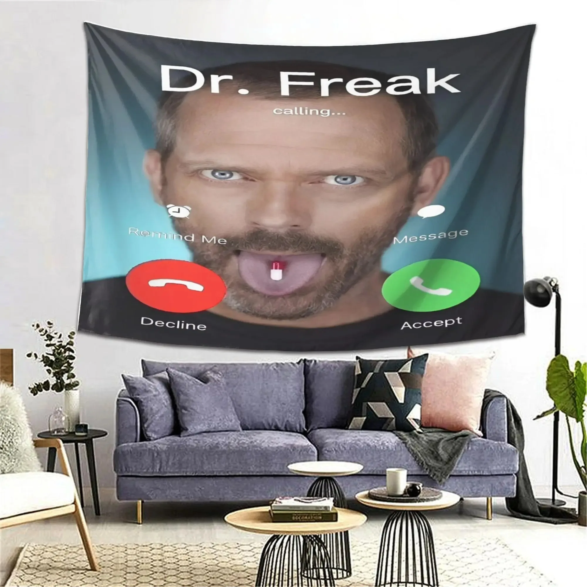 Dr Freak House MD Tapestry Vibrant Polyester Wall Hanging Playful Graphic Design for Bedroom Dorm Home Office Room Decor