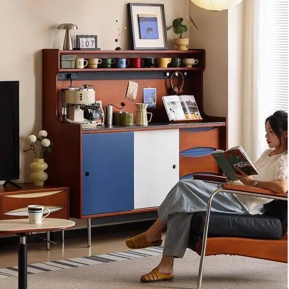 LJY Nordic solid wood dining side cabinet, upper and lower cabinets against the wall, integrated locker