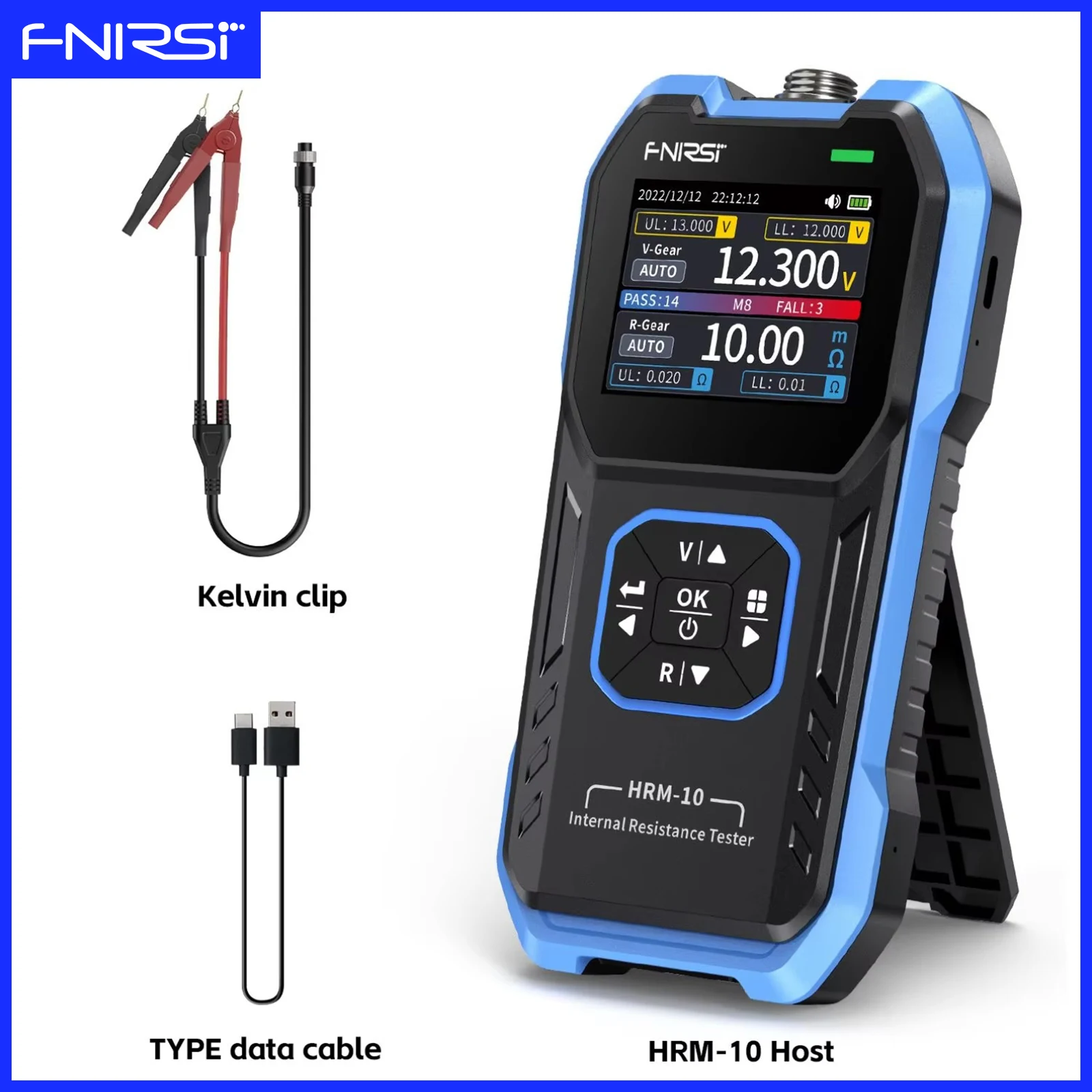 FNIRSI HRM-10 Battery Voltage Internal Resistance Tester 0-100V 0-200Ω Detection for Mobile Phone Car 18650 Battery Repair