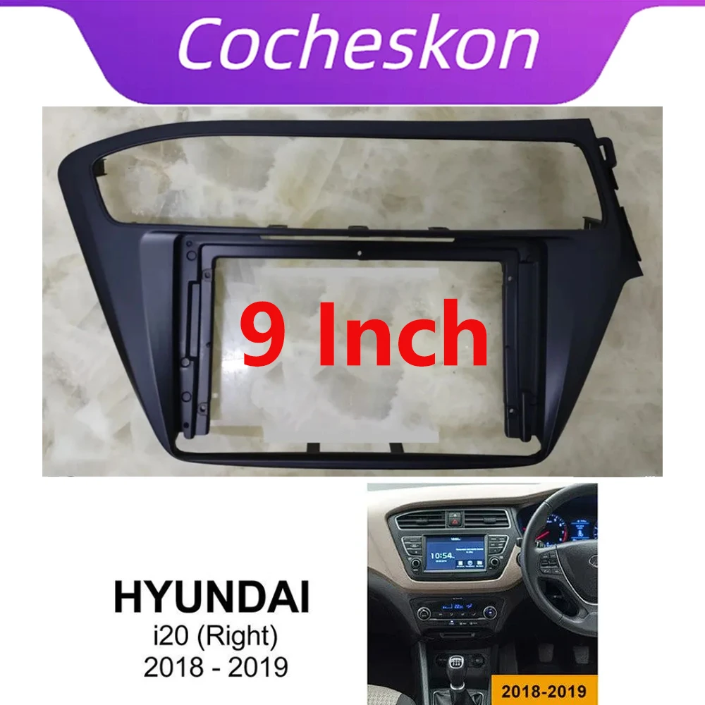 

Double Din 9 Inch Car Radio Installation DVD GPS Mp5 ABS PC Plastic Fascia Plane Frame for Hyundai I20 RHD 2018+ Dash Kit