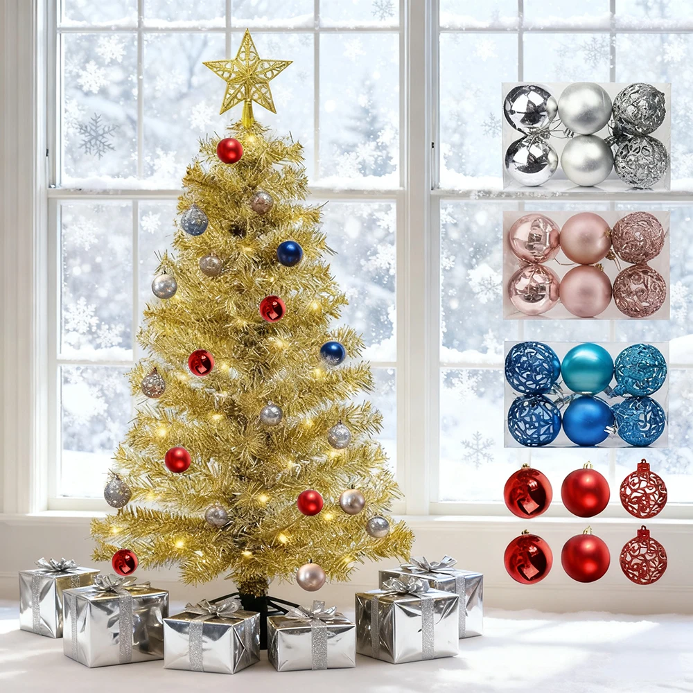 Weihnachtskugeln, 6 Stück, 6 cm, Weihnachtsbaumschmuck, bruchsichere Weihnachtsbaumkugeln, Weihnachtskugeldekorationen für Zuhause