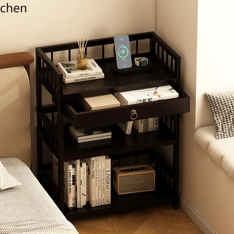 PYH New Classical Style Bedside Table Alternative Bedroom Small Bedside Cabinet Side Table Storage Cabinet Shelf