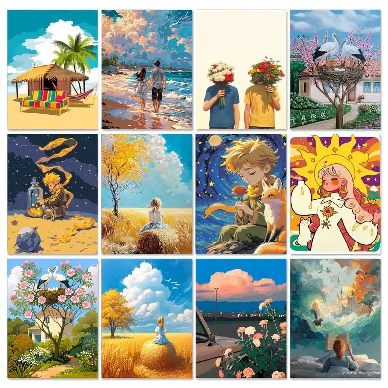 GATYZTORY Paint By Numbers For Adults Cartoon Decorative Paintings Handpainted Number Painting Diy Idea Home Decoration