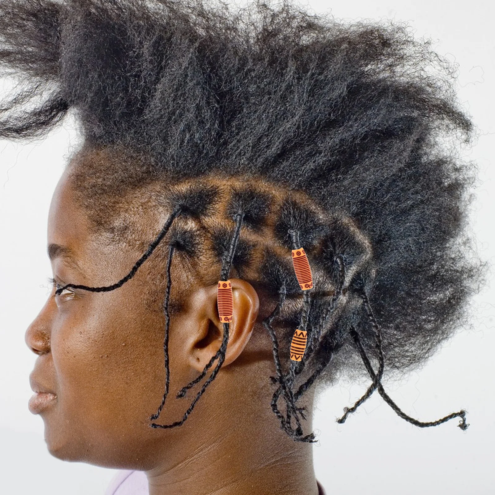 

40Pcs Large Hole Hair Beads Carved Wooden Plastic for Dreadlocks Braids Extensions Lightweight DIY Hair Accessories