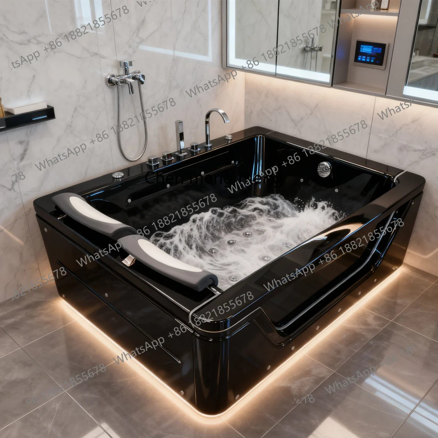 zq10 Black Double Surf Massage Household Water Curtain Thermostatic Large Pool Bathtub B & B Hotel Bathtub