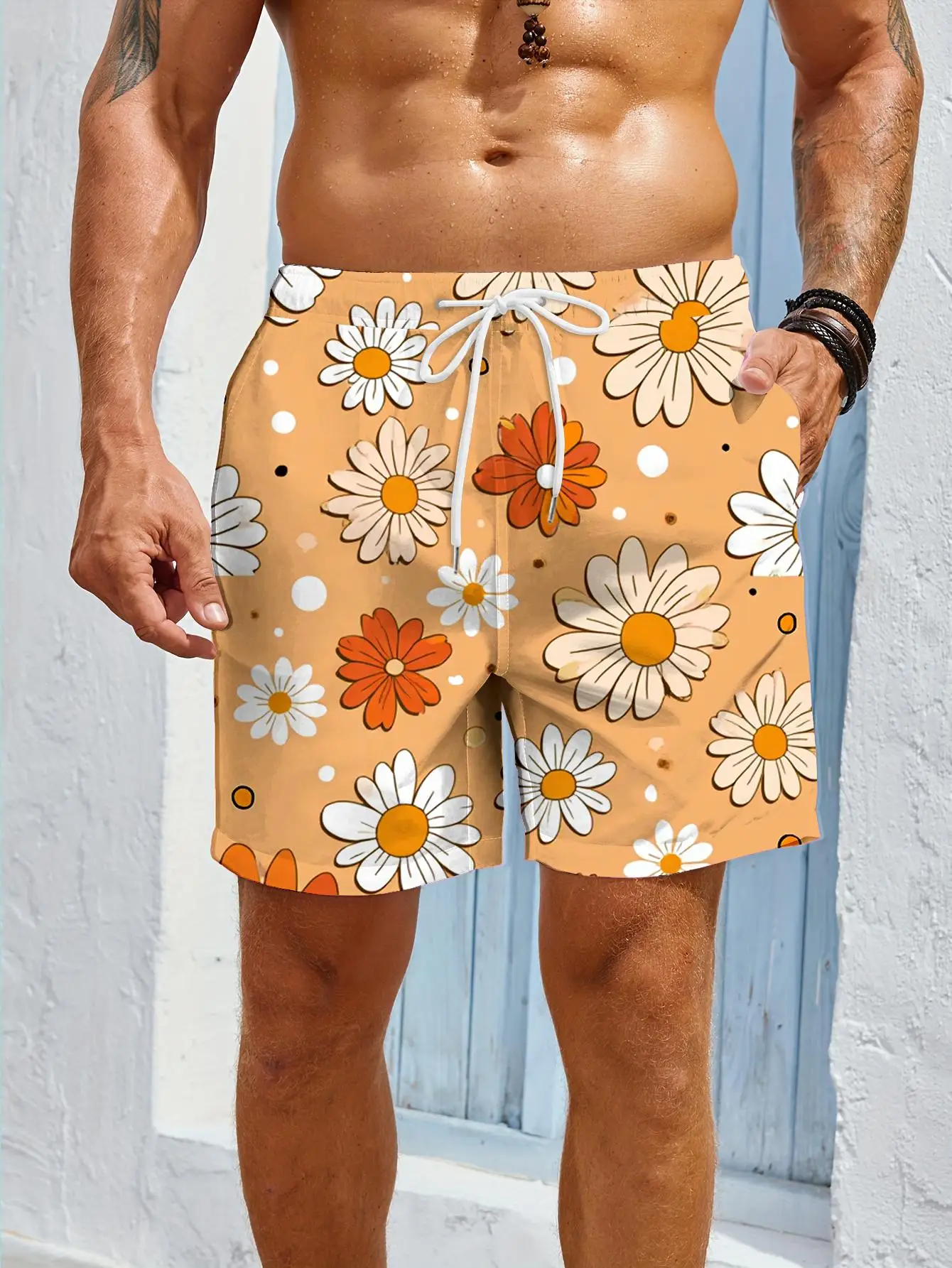 1pcs Men's Short swim trunks2026 Summer 3D Printed Short sleeve Men's pants Pants Quick drying Breathable Polyester running