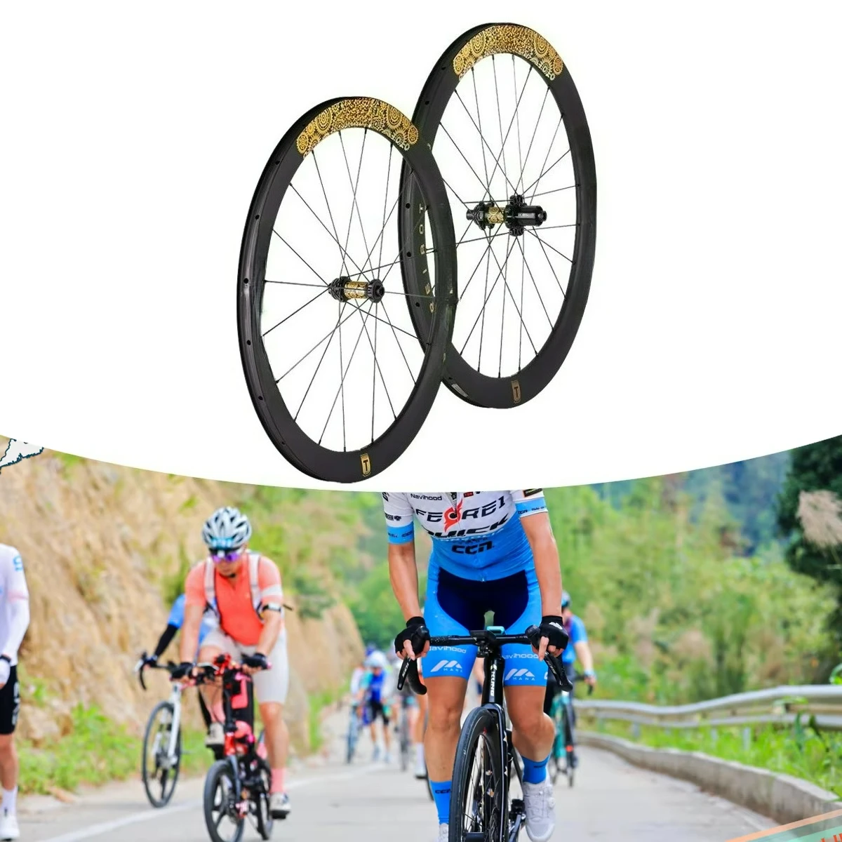 

Professional 700c Carbon Road Racing Wheelset 20/24H Aero Design Tubeless Ready for Endurance Climbing Best All-Carbon Wheelset