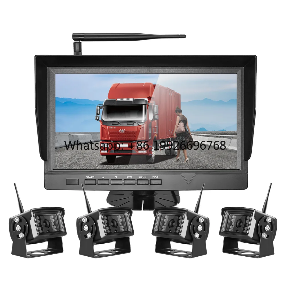 Professional 10Inch IPS Wireless Backup Camera System Monitor Truck RV 2.4GHz Waterproof Rear View Night Vision Parking