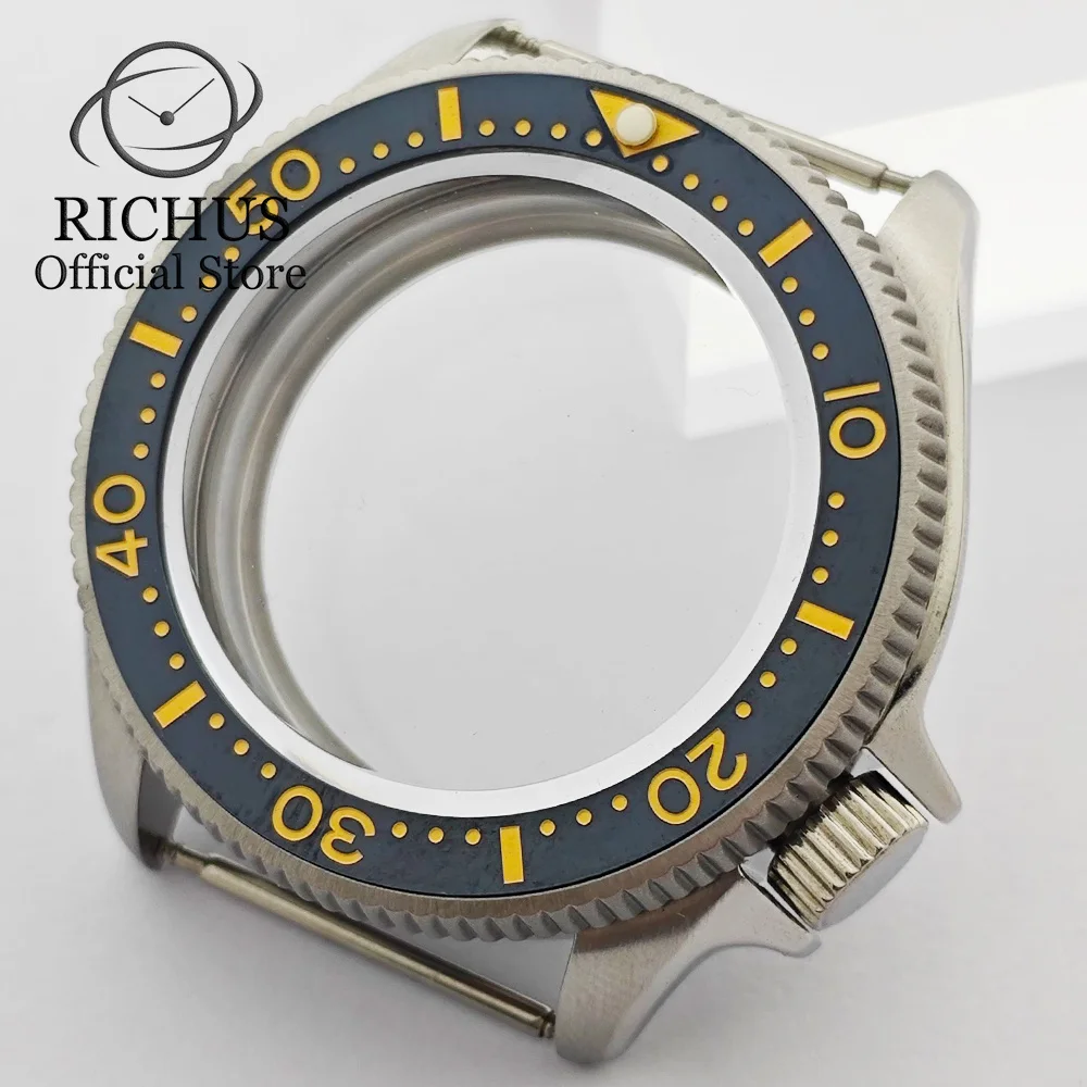 

RICHUS NH35 Watch Case 37mm Stainless Steel Sapphire Crystal 4 o'clock Watch Case Ceramic Bezel Fit NH35 NH36 Automatic Movement