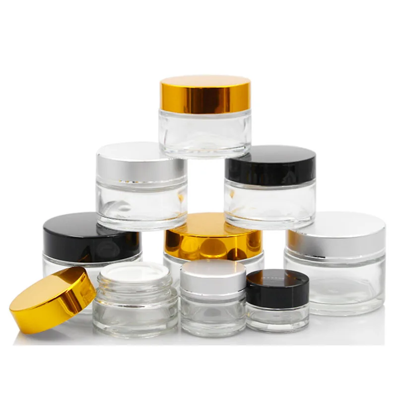 

20Pcs 5/10/20/30/50g Frosted Amber Clear Glass Bottle 3 Color Lid Empty Jars Cream Jar Cosmetic Packaging Container for Travel