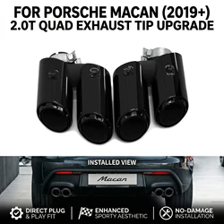 Dual To 3-Layer Quad Stainless Steel Exhaust Tips for 2019+ Porsche Macan 2.0T Base (Type 95B) Square to Quad Upgrade