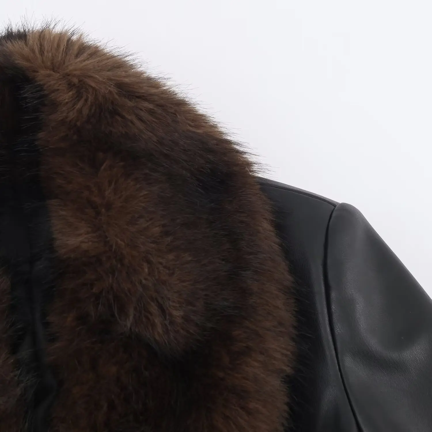 

KASLEAD Новое женское модное пальто с эффектом искусственной кожи со съемным воротником Street Sle Long Sve Midi Length Single ...