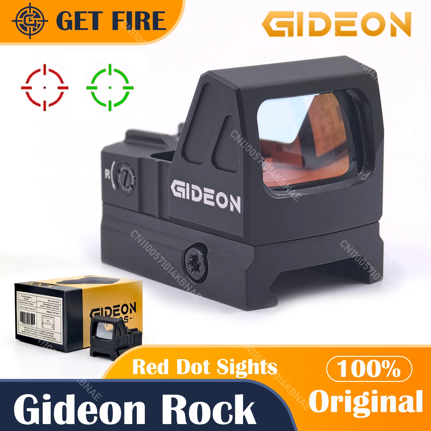 

Gideon Optics Rock Reflex Sights 3 MOA Red/Green Dot Reticle 2 models RK10GN R-R Footprint Reflex Sight for Hunting