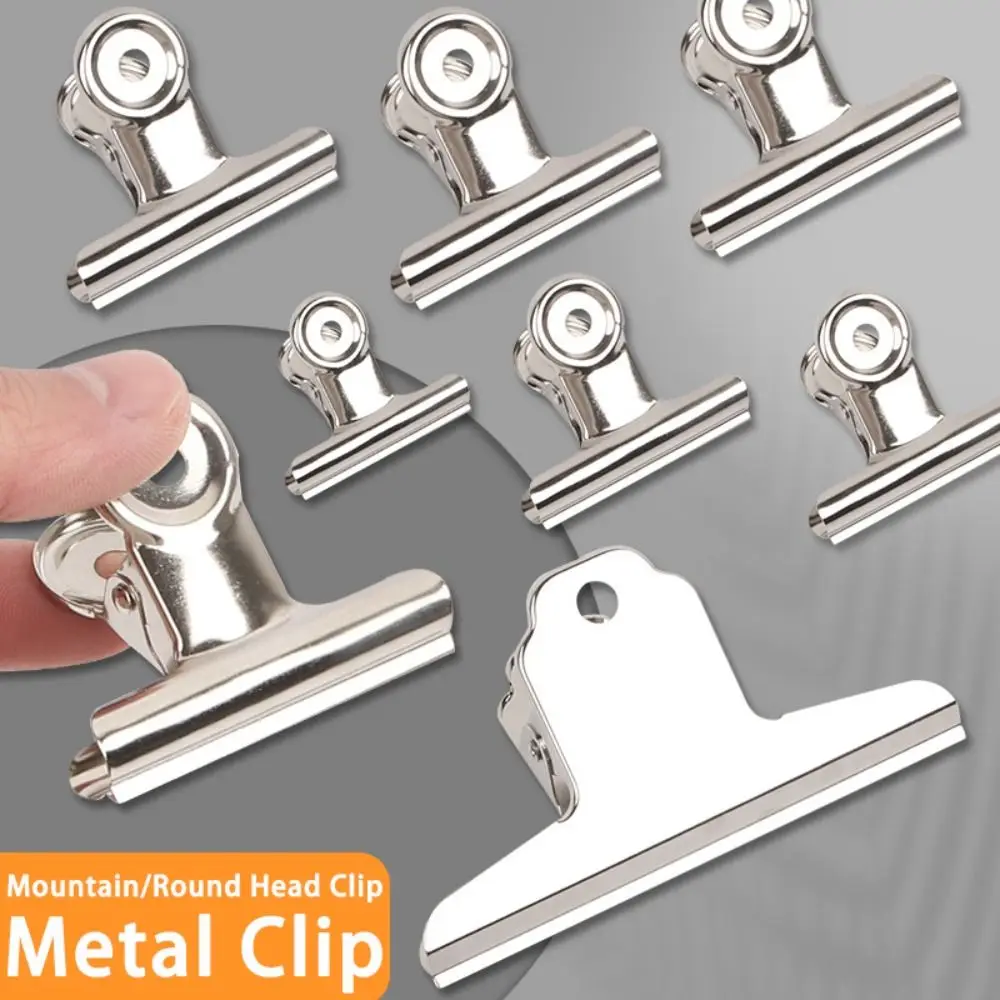 

Stainless Steel Metal Binder Clips Multi-size Round/Flat/Mountain Head Paper Clips Ticket Bill Clamp Home Office School