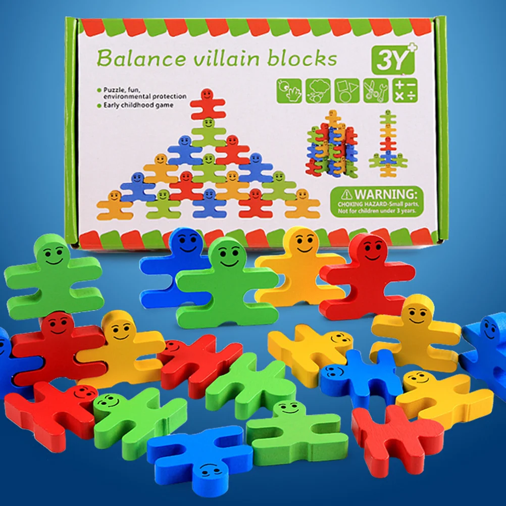 16 Uds. Bloques de equilibrio villano para niños, bloques de apilamiento de equilibrio educativo, juego de desarrollo de rompecabezas, juego de juguetes