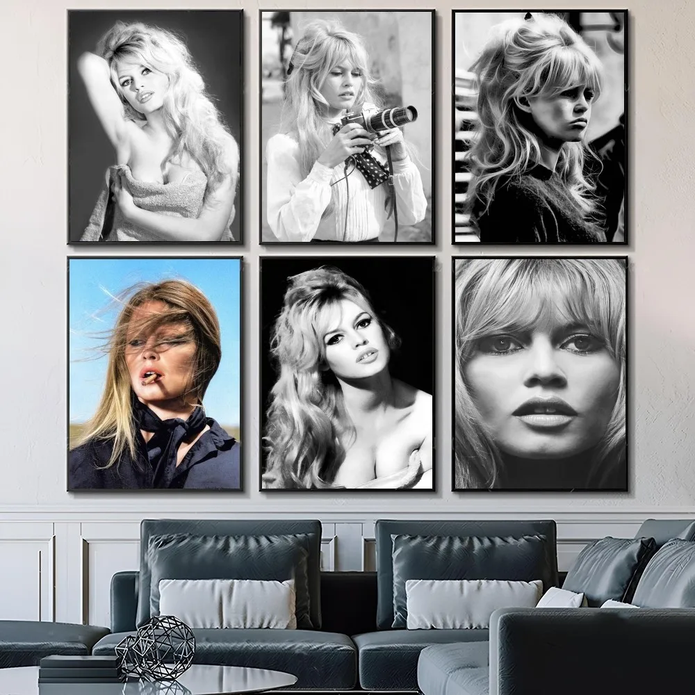 1PC Brigitte Bardot Attractive French Film Star Retro Poster Waterproof HD Sticker Bedroom Entrance Home Living Room Wall Decor