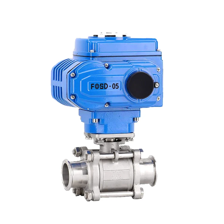 4-20ma e 0-5v sinal de controle de aço inoxidável cf8 cf3 3 pc ajuste rápido montado tri braçadeira válvula de esfera elétrica