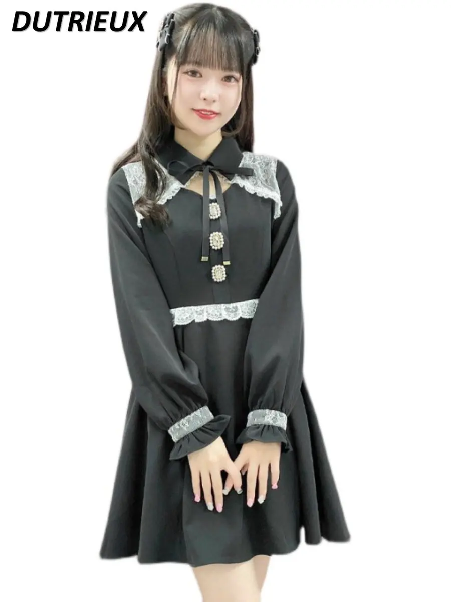 

Rojita Dress for Women Sweet Lace-up Bow Lolita Pearl Chest Flared Long Sleeve Dress 2023 Spring and Summer New Vestidos Student