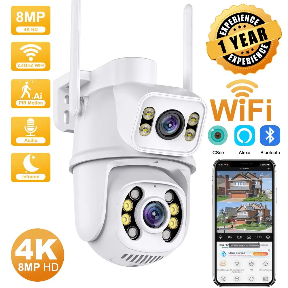 camera ip de vigilancia cctv ao ar livre wifi ptz dual screens auto tracking visao noturna 4mp 8mp seguranca 01