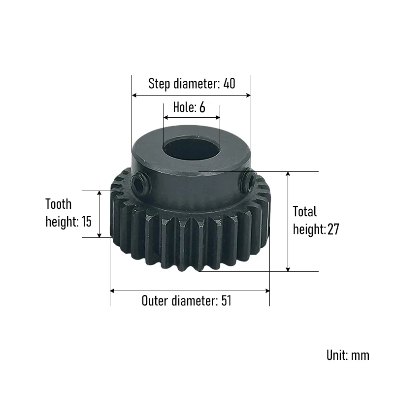 Spur Gear Pinion 1.5M 32T Right Teeth Process Hole 6 mm 45# Steel Major Gear Cnc Gear Rack Transmission High Accuracy Grade​