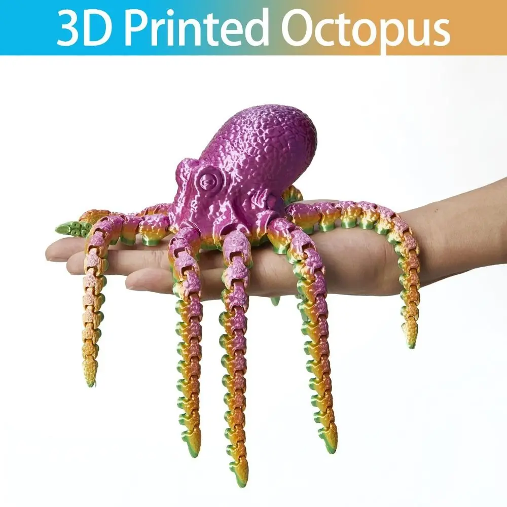 3D Printed Octopus Ornament Creative Durable Active Joint 3D Octopus Ornament Cartoon Octopus Model Hotography Props