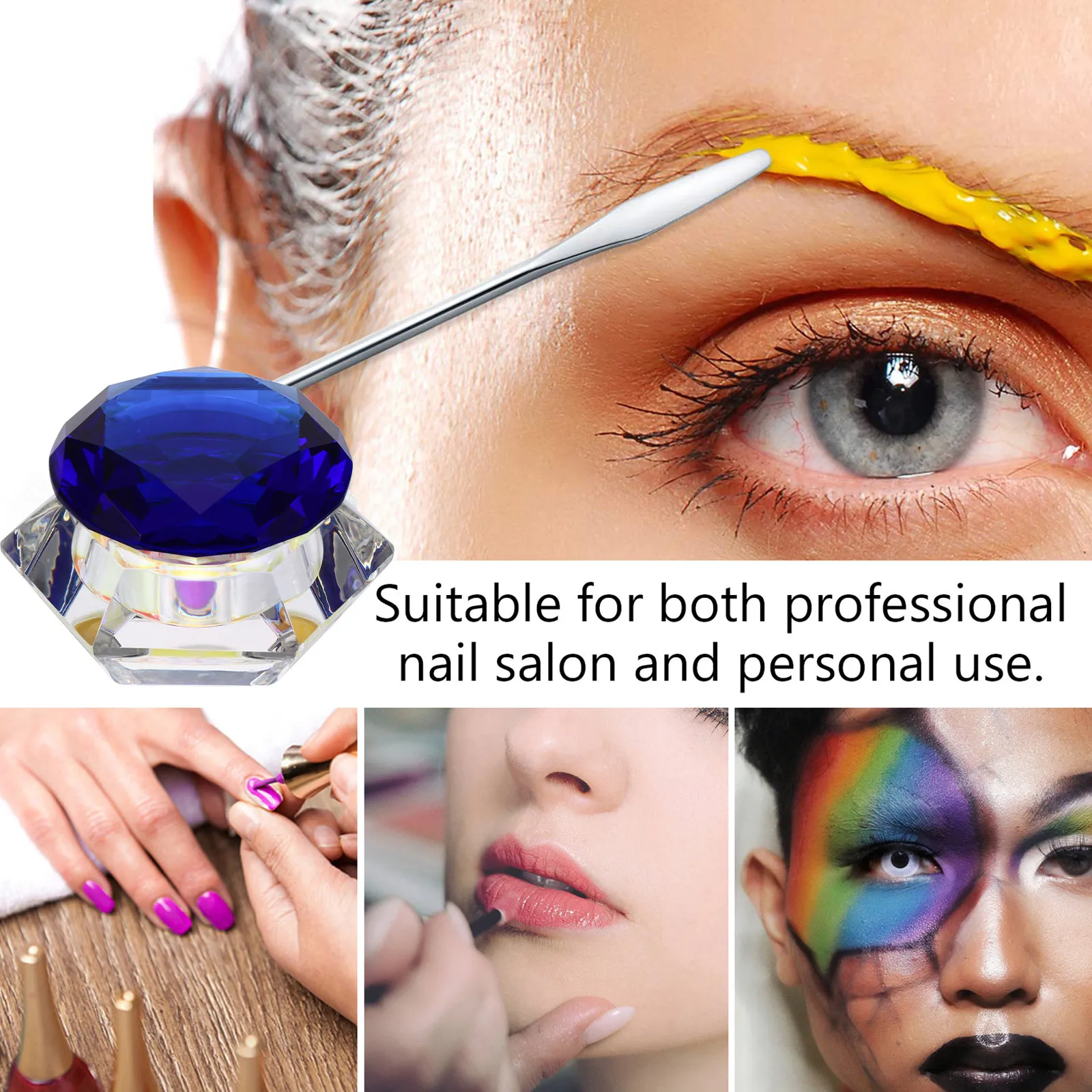 

Стеклянная банка из хрустального стекла в форме бриллианта с герметичной крышкой для хранения лака для ногтей, блеска для губ, крема для лица, косметики, портативная мини-емкость с широким горлышком