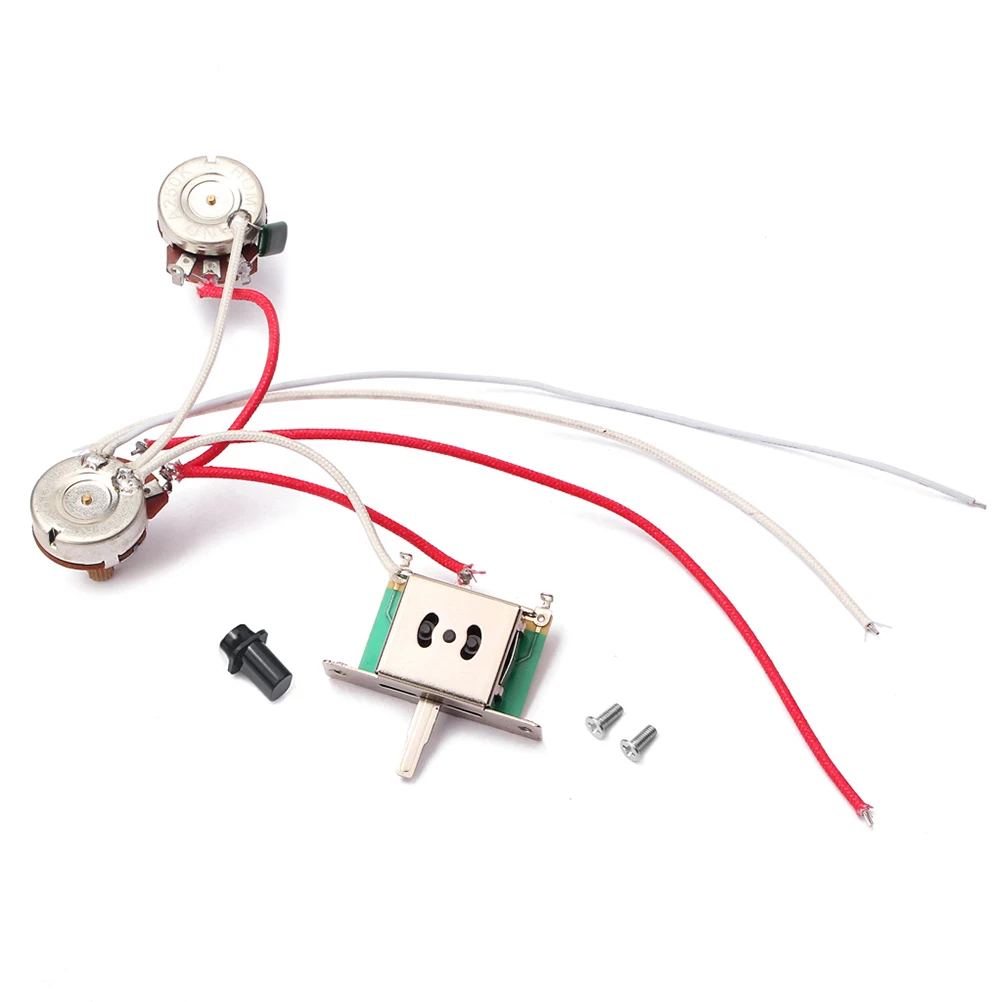 

1 Volume 1 Tone Pot Jack 250K 3 Way Toggle Switch Guitar Wiring Harness Electric Kit Durable Low Noise