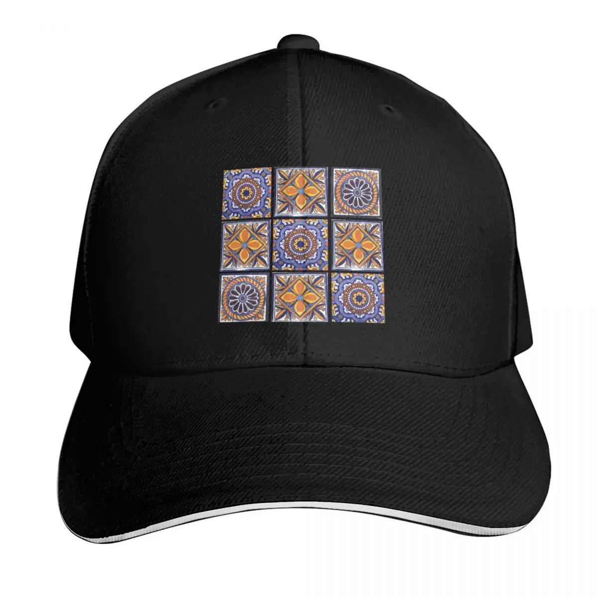 Mix yellow mexican tiles Baseball Cap Strapback Dad Hat Six Panel Structured Crown Sun Protection UPF 50+
