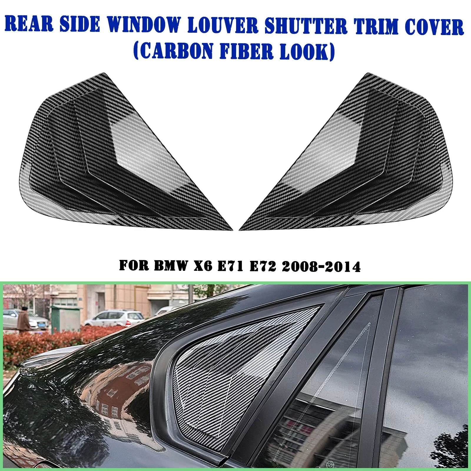 For BMW X6 E71 E72 2008-2014 Triangle louver shark gill shaped rear window decorative window vent