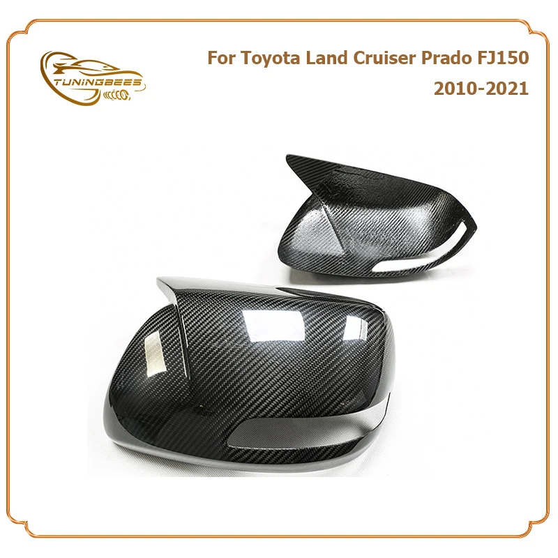 Add on Dry Carbon Fiber Rearview Side Door Mirror Cover For Toyota Land Cruiser Prado FJ150 10 11 12 13 14 15 16 17 18 19 20 21