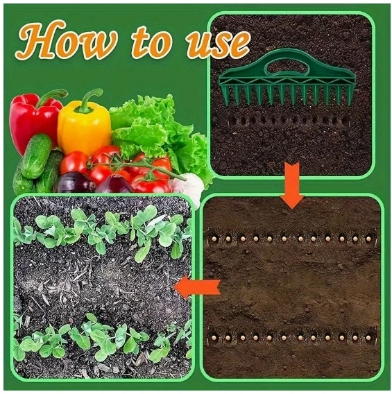 1 قطعة البذور البلاستيكية الخضراء وناخس التربة ، أداة فاصل بذور الحديقة اليدوية لزراعة الخضروات ، أداة بذر البذور
