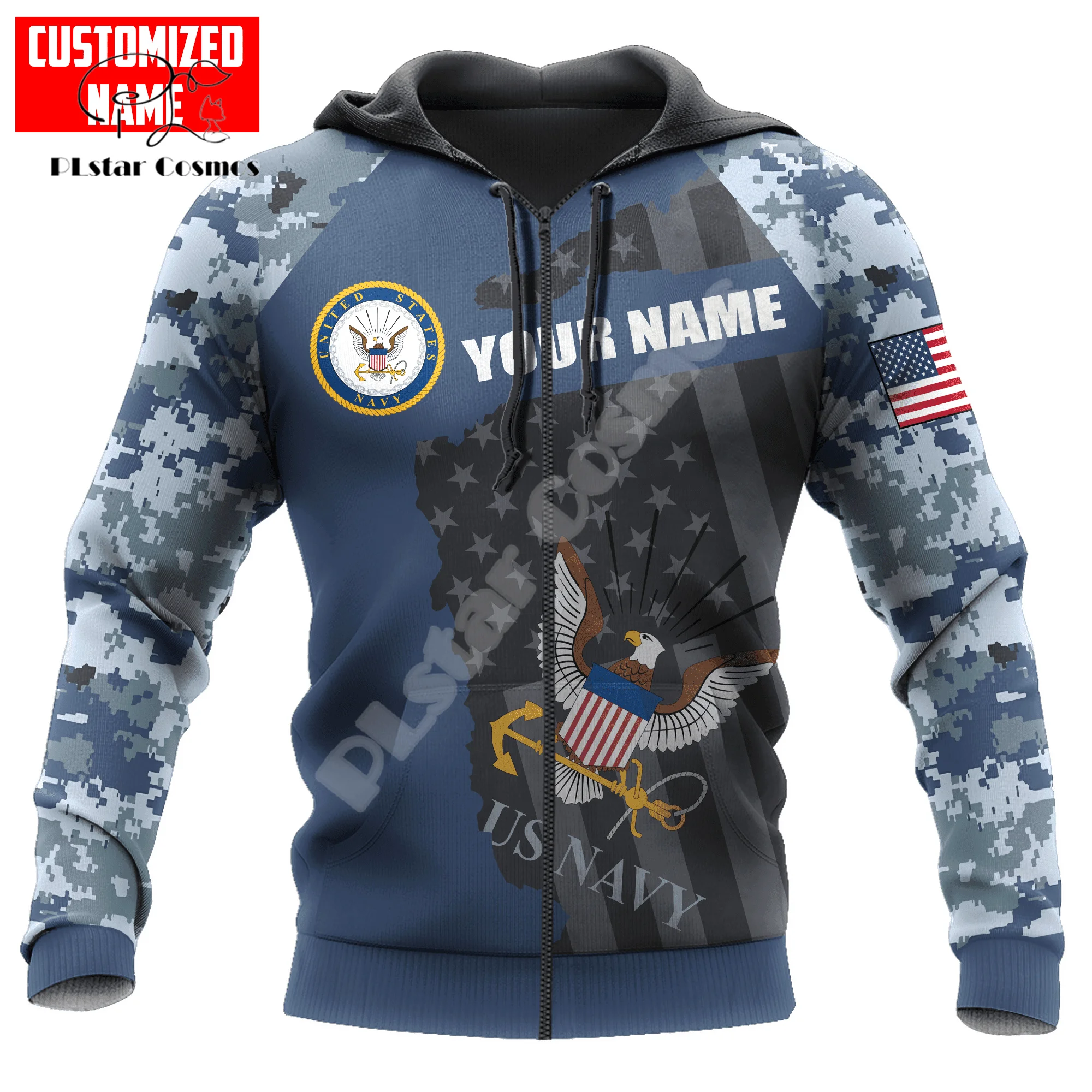 Custom Name Army Military Veteran Soldier Camo Eagle Long Sleeves Tracksuit 3DPrint Pullover Streetwear Casual Jacket Hoodies 14