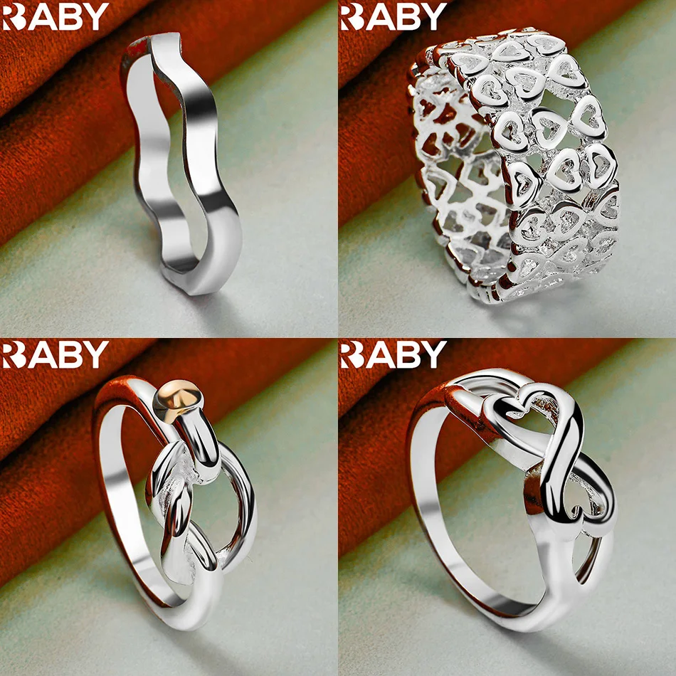 

URBABY 925 Sterling Silver Size 7-10 Geometric Ring For Women Men Fashion Jewelry Charm Grace Noble Wedding Accessories