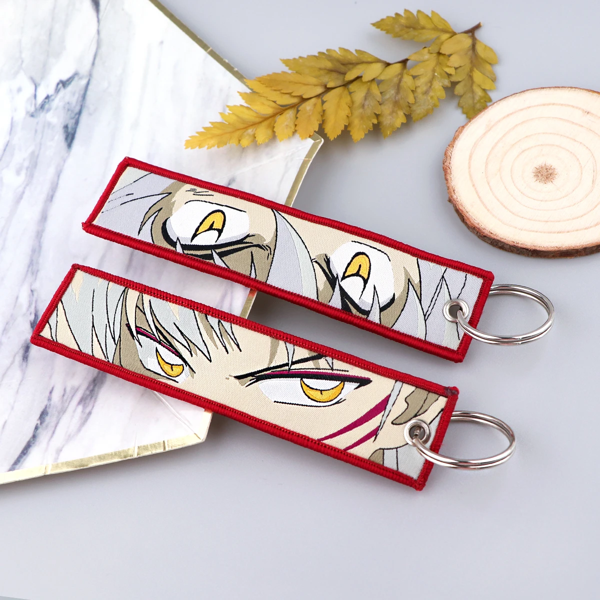 Japanese Anime Key Tag Embroidery Key Fobs Keychain For Women Car Key Ring Holder Chaveiro Jewelry Accessories