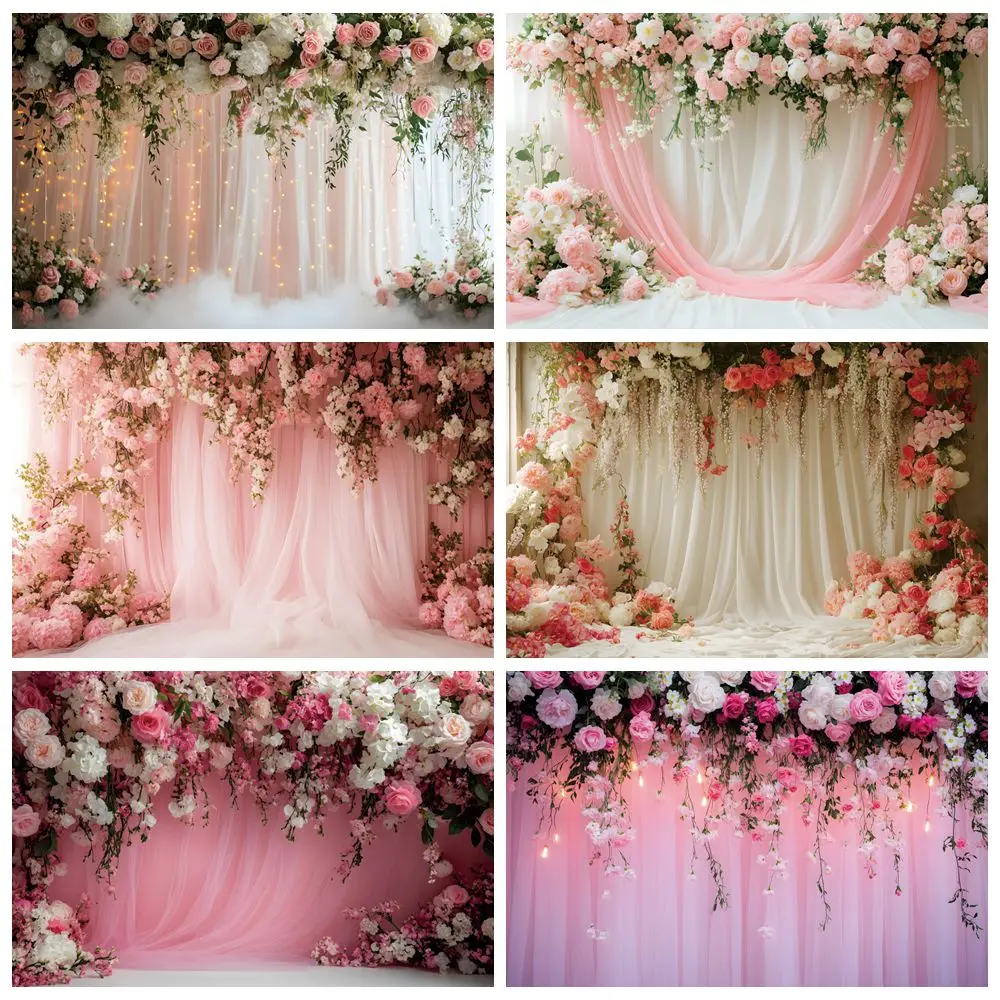 

Flowers Curtain Backdrop Photography Birthday Party Wedding Ceremony Event Pregnant Portrait Photoshoot Background Photostudio