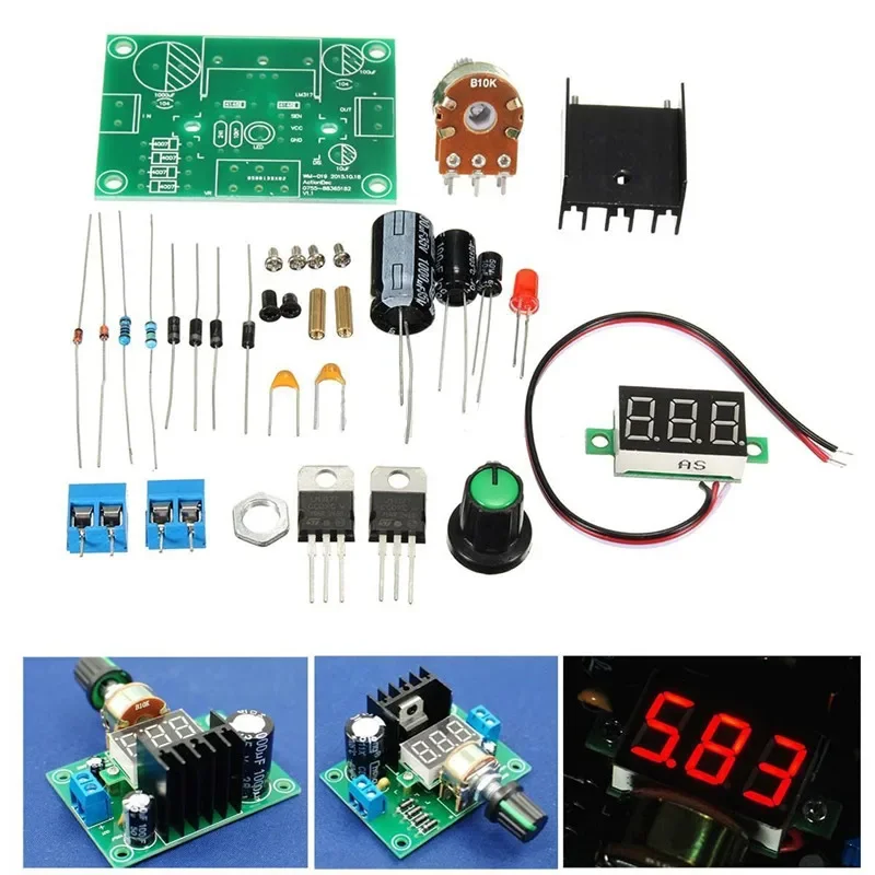 

DIY Kits LM317 Digital Display Adjustable Regulated Power Supply Board Module NEW