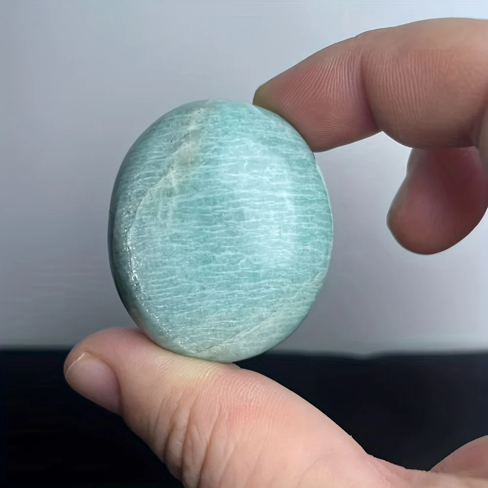 أمازونيت طبيعي جميل - حجر أخضر مزرق مع عروق، خرز كروي ناعم #6