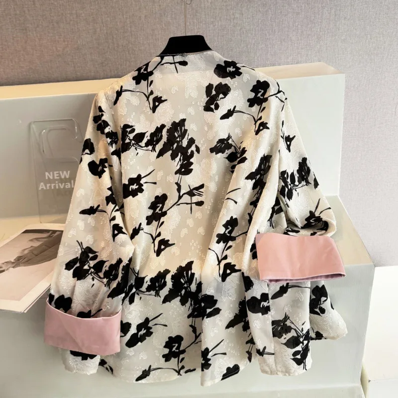 New Chinese style printed short jacket, women's fairy style loose sun protection thin cardigan top  women tops