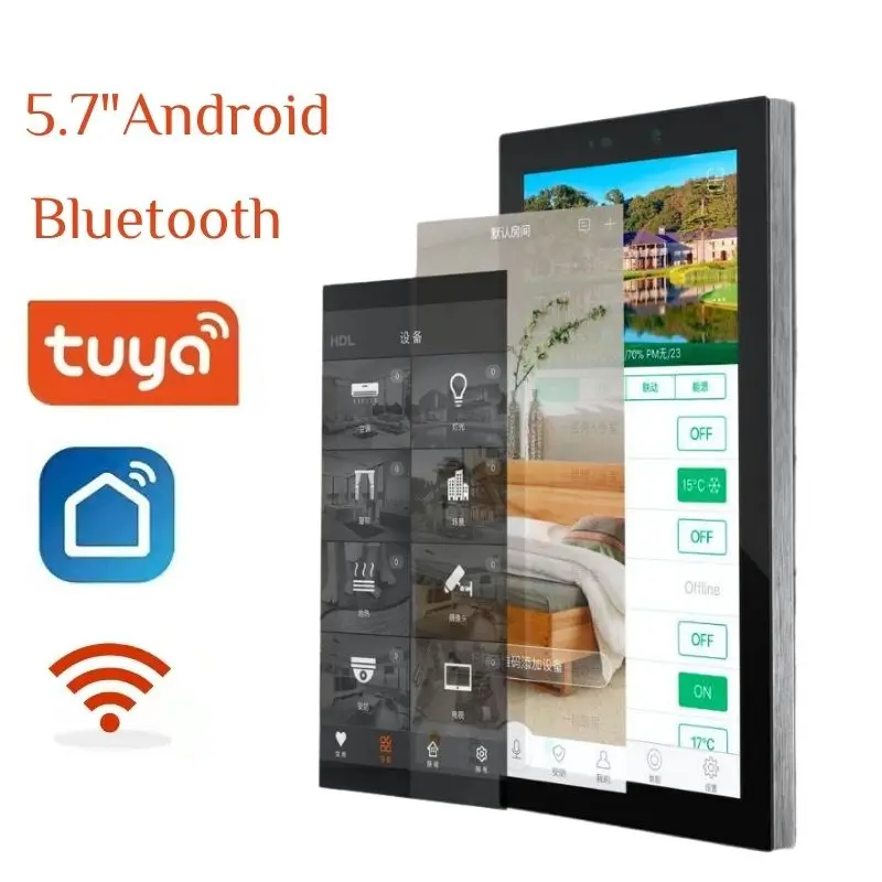 TUYA/HDL Smart Android Wall Panel 5.7inch Touch Screen In-wall Amplifiersmart Home Theater Amp Support RS485