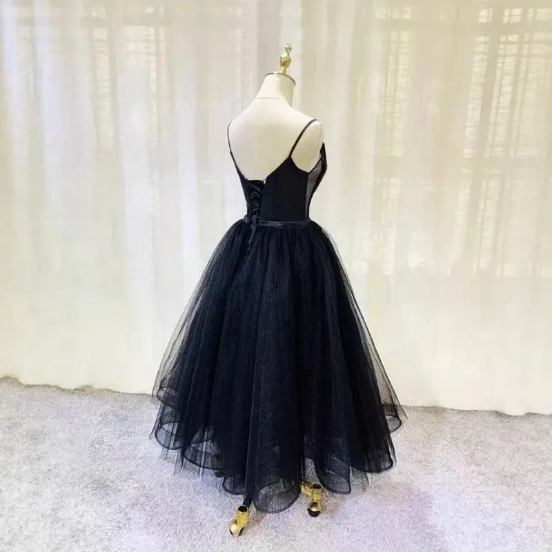 Black Hepburn Style Evening Dress 2025 New Suspender Banquet Temperament High-end One Shoulder Dress for Women To Look Slim
