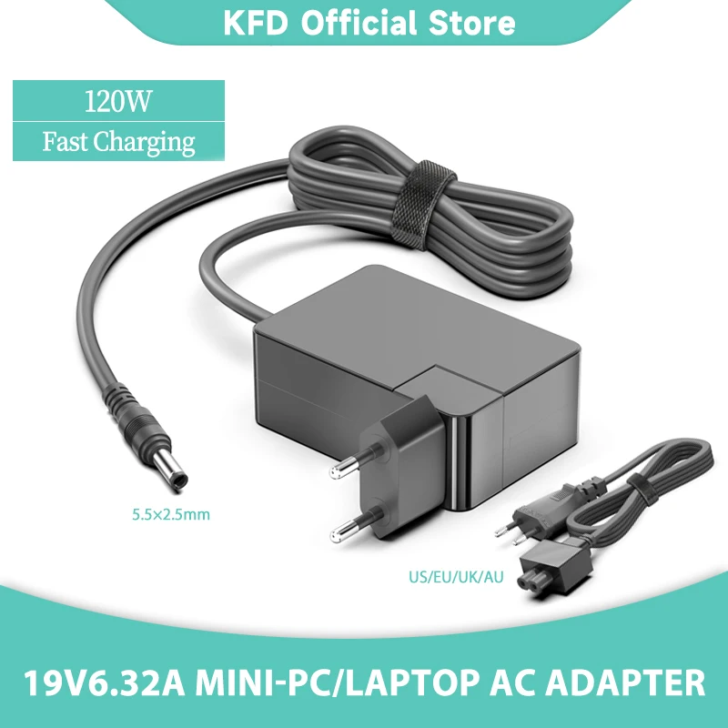 19V 6.32A 120W AC Adapter for Mini PC Power Intel NUC 11 NUC11PAHi5 NUC11PAHi7 NUC11TNHi5 NUC11TNHi7 NUC11TNKi5 NUC11TNKi7 NUC10