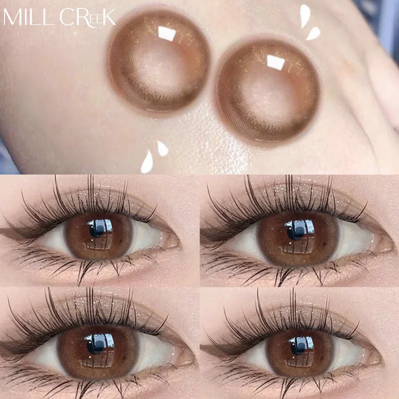 MILL CREEK 2Pcs Korea Colored Contact Lenses Brown Pupils for Eyes High Quality Eyes Contacts Black Lenses Makeup Yearly Use