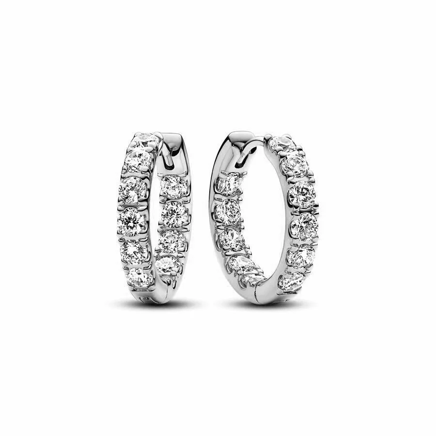 Women's 925 Sterling Silver Hoop Earrings Set with Zircon