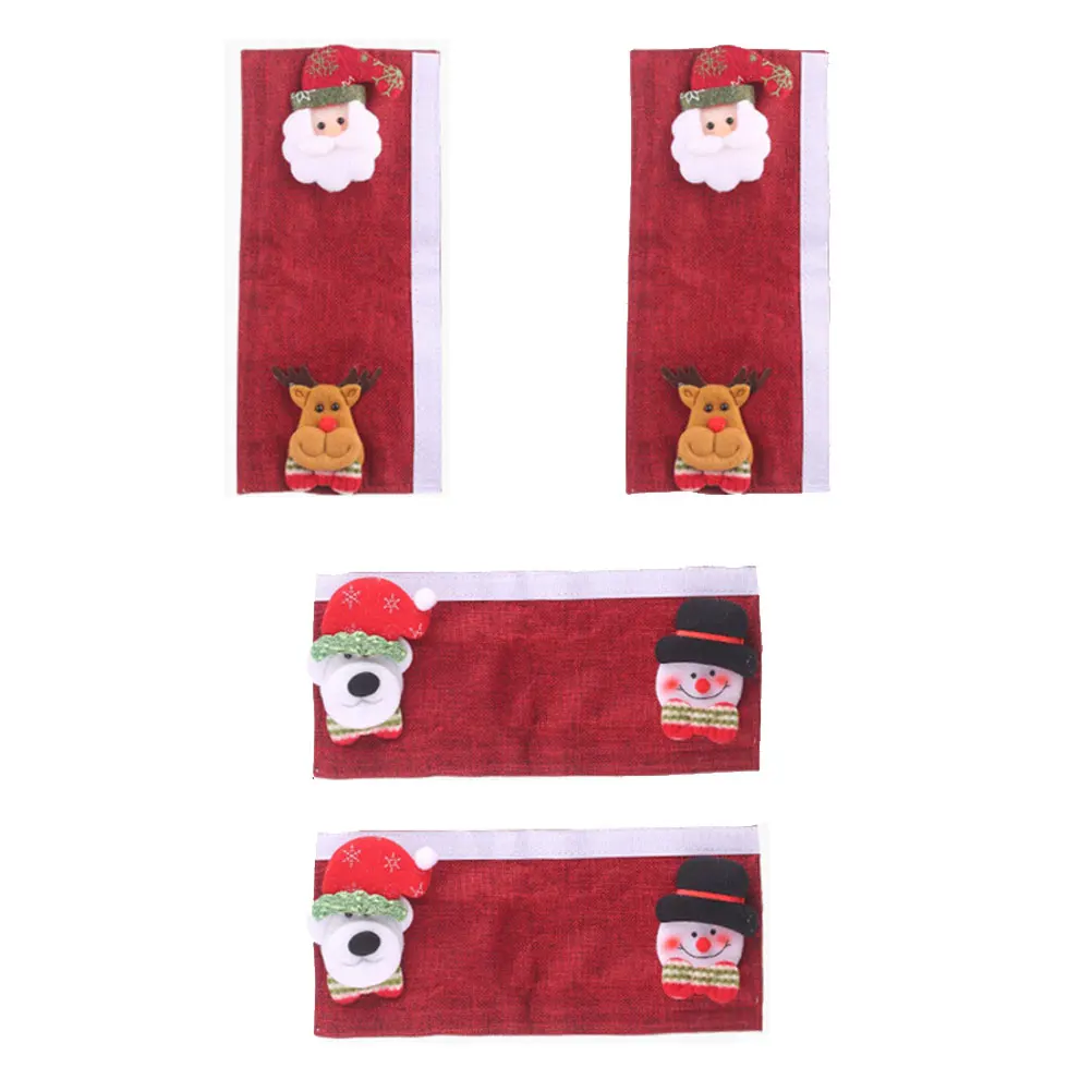 

4Pcs Christmas Refrigerator Door Handle Covers Premium Cloth Material Washable Kitchen Appliance Protectors for Fridge Oven