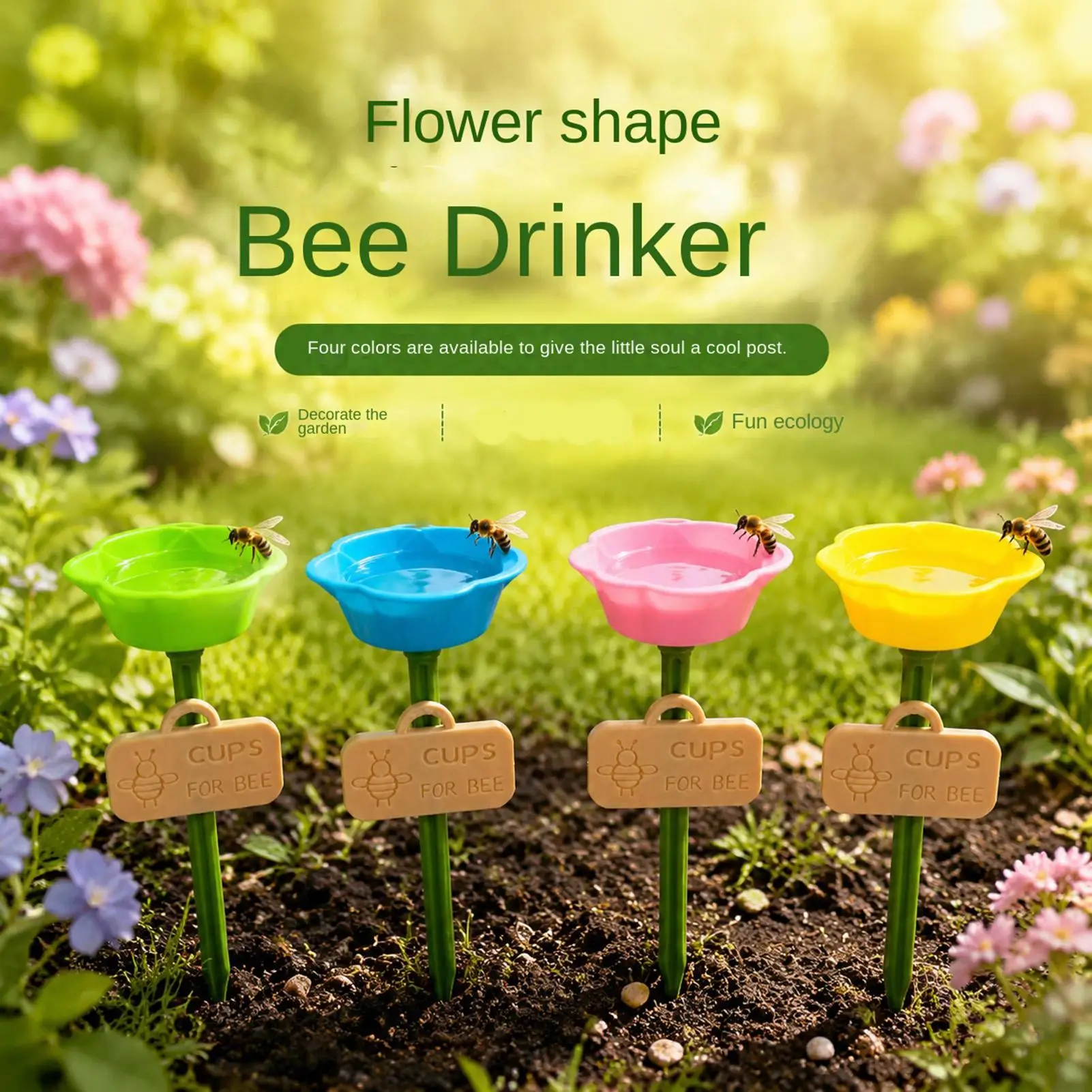 Bee Watering Station For Garden Leakproof Weatherproof Decorative Flower Bee Drinking Station Bird Water Feeder For Hummingbird