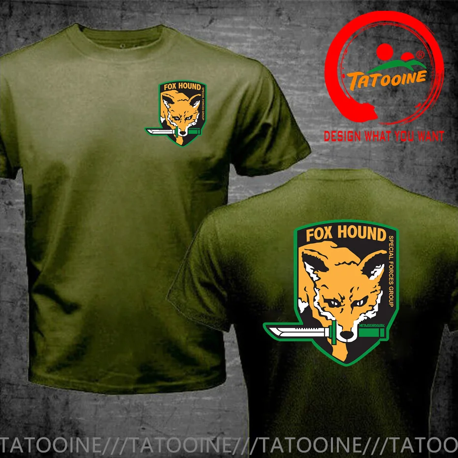 Camiseta The Metal Solid Snake 5 V Foxhound Special Force Group Fox Hound, camiseta muy vendida, ropa de algodón para hombre, camiseta estampada